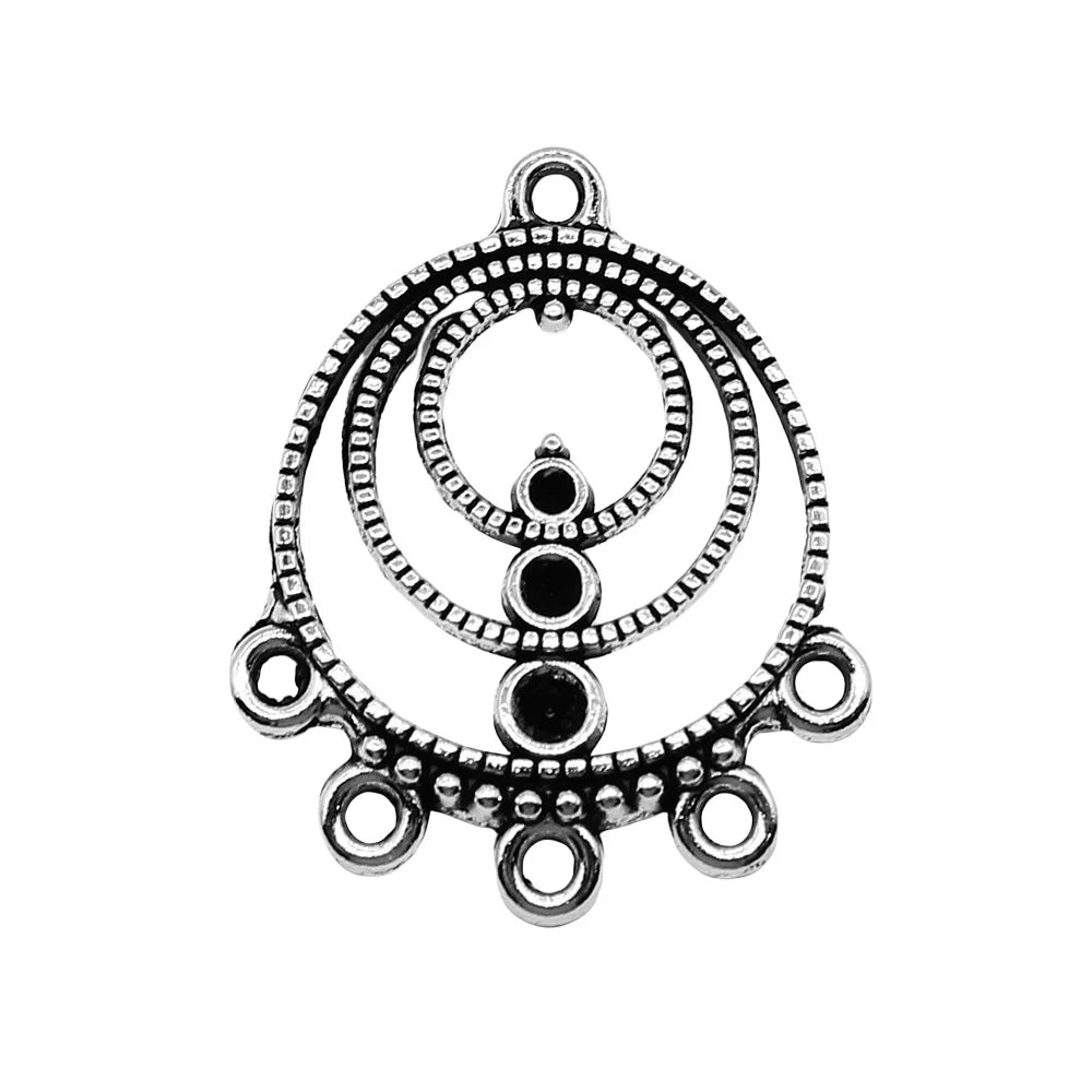 23x29mm 1.9g Antique Silver Zinc Alloy Earring Connector Charm for DIY Drop Earrings Jewelry Making