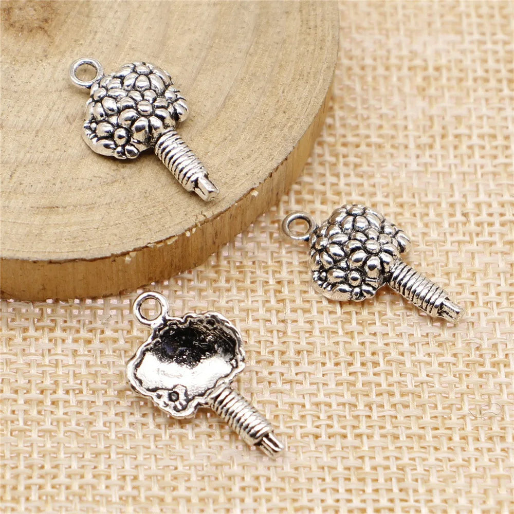 22x11mm 1.3g Antique Silver Zinc Alloy Flower Charm Pendant for DIY Necklace Bracelet Jewelry Making