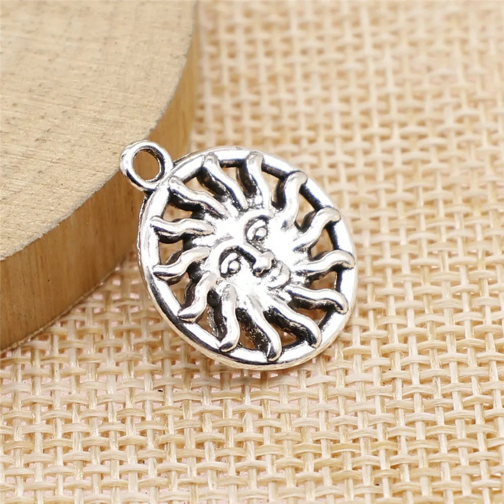 17x20mm 2g Antique silver zinc alloy Sun charm pendant for necklace bracelet jewelry making