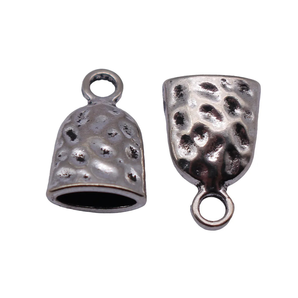 14x8.9x4.8mm 0.86g Antique Silver Zinc Alloy Hammered Flat Tassel Cap End Caps for DIY Jewelry Findings
