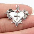 34x30mm 2.4g Antique Silver Zinc Alloy Gothic Cross Heart Charm Pendant for Necklace Bracelet DIY