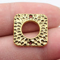 18x18mm 2.1g Antique Gold Zinc Alloy Hammered Square Round Connector Charm for DIY Earrings Making