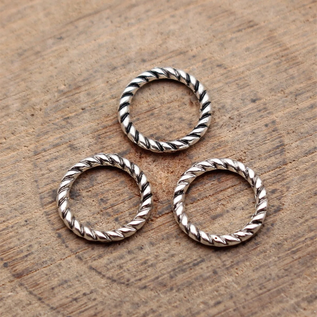 8.2x8.2x1mm 0.12g Multicolor Zinc Alloy Twisted Rope Round Ring Connector Charm for DIY Jewelry Making
