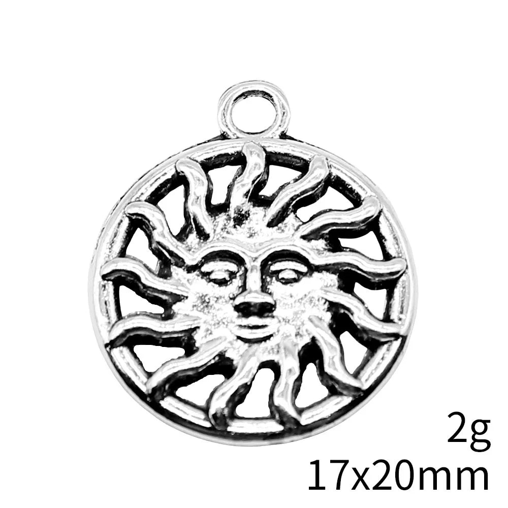 17x20mm 2g Antique silver zinc alloy Sun charm pendant for necklace bracelet jewelry making