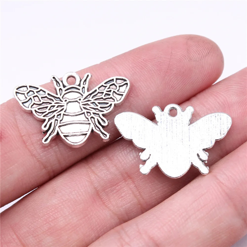 26x17mm 2.8g Antique Silver Zinc Alloy Bee Charm Pendant for DIY Necklace Bracelet Jewelry Making