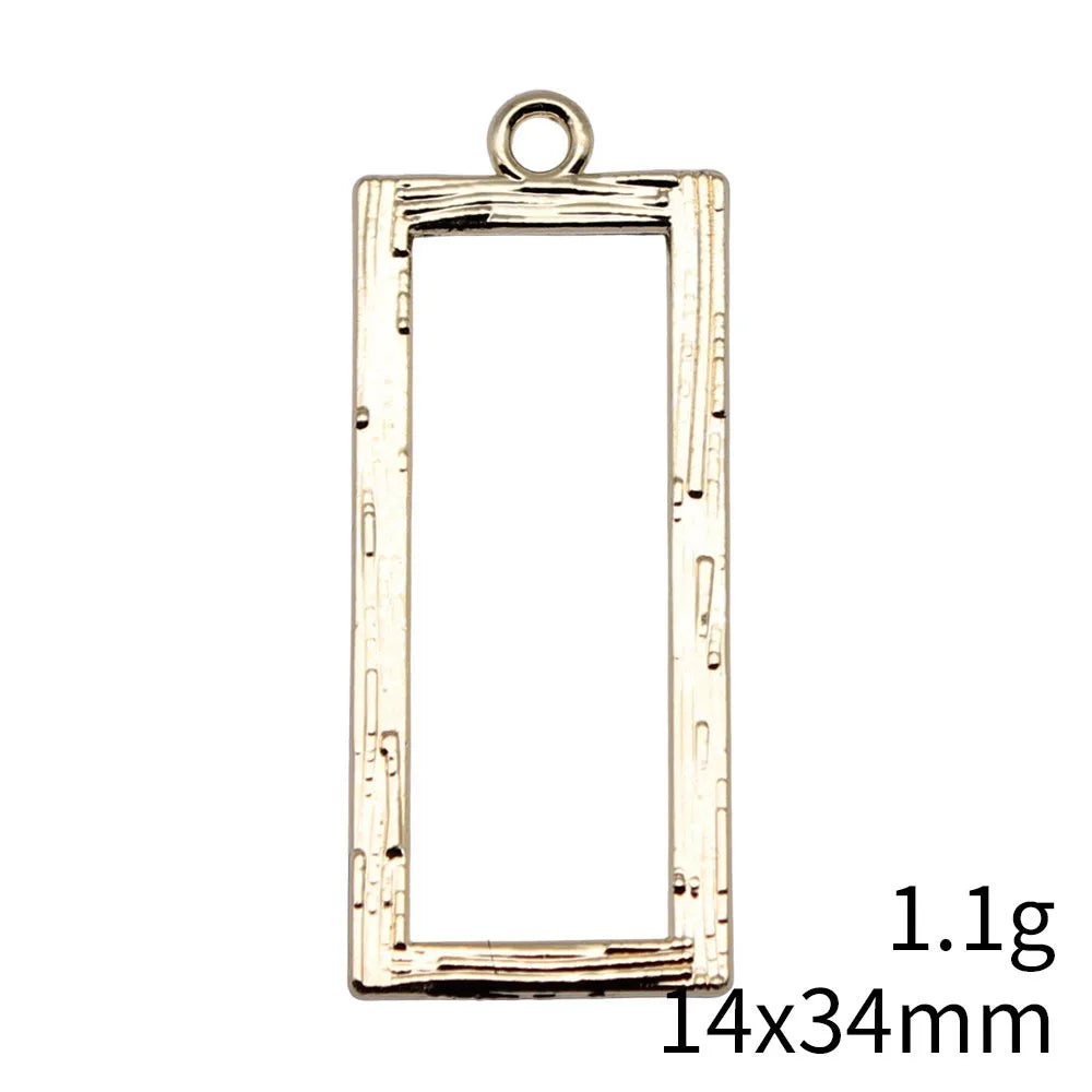 14x34mm 1.1g Electrophoretic KC Gold Zinc Alloy Rectangle Charm Pendant for DIY Jewelry Making