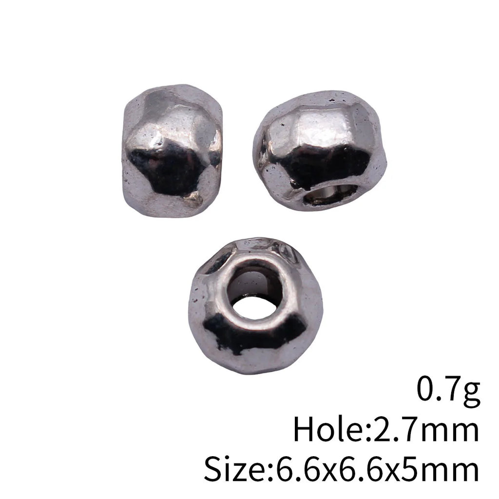 6.6x6.6x5mm 0.7g Antique Silver Zinc Alloy Hammered Loose Metal Spacer Beads for DIY Bracelet Jewelry