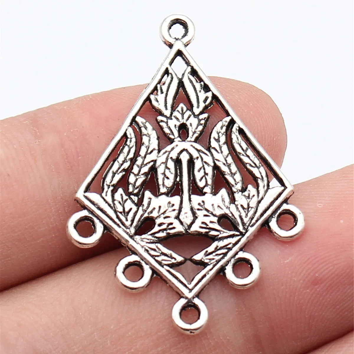 38x27mm 2.7g Antique Silver Zinc Alloy Earring Connector Charm Findings for DIY Earrings Making