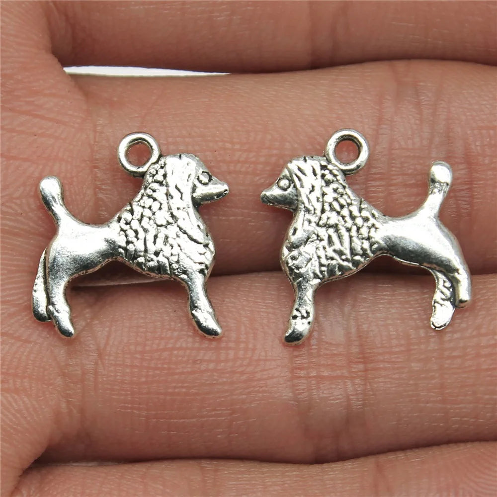 17x18mm 1.3g Multicolor Zinc Alloy Poodle Dog charm pendant for DIY necklace bracelet jewelry making