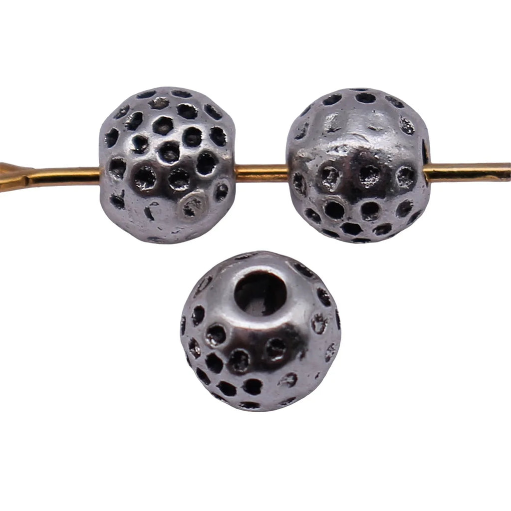 6x6x5.3mm 0.61g Antique Silver Zinc Alloy Dotted Texture Spacer Beads for DIY Bracelet Jewelry Making