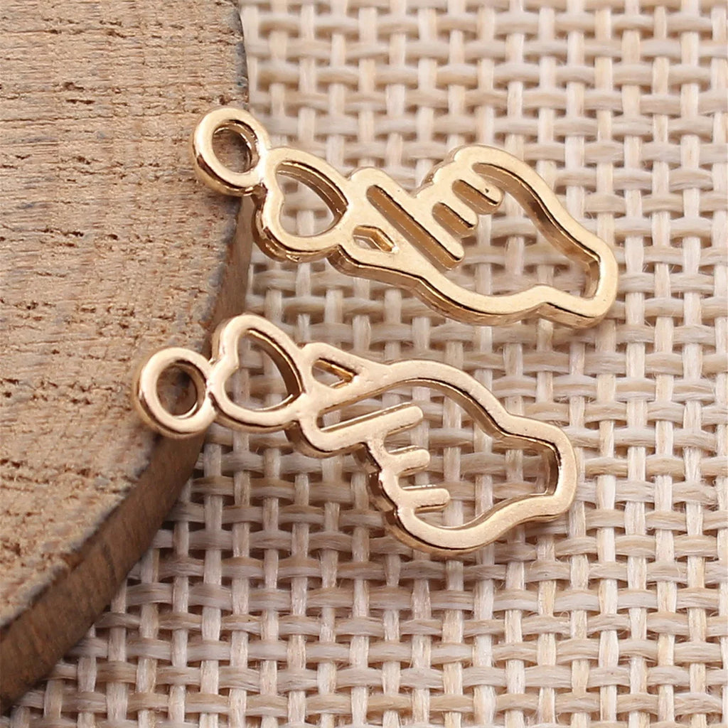 22x8.3mm 0.6g Multicolor Zinc Alloy Hollow Finger Heart Hand Gesture Charm Pendant for DIY Jewelry