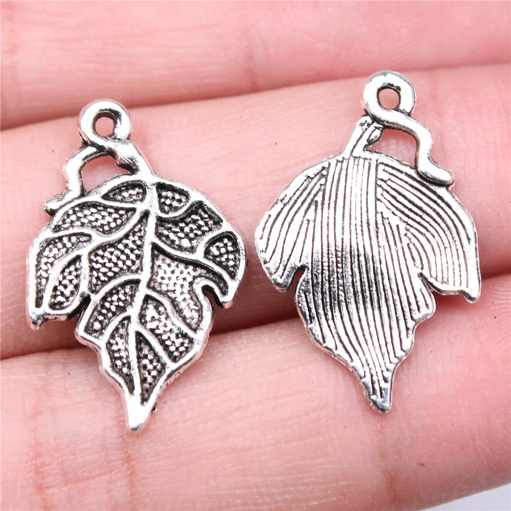 26x17mm 1.4g Antique Silver Zinc Alloy Leaf Charm Pendant for DIY Necklace Bracelet Jewelry Making