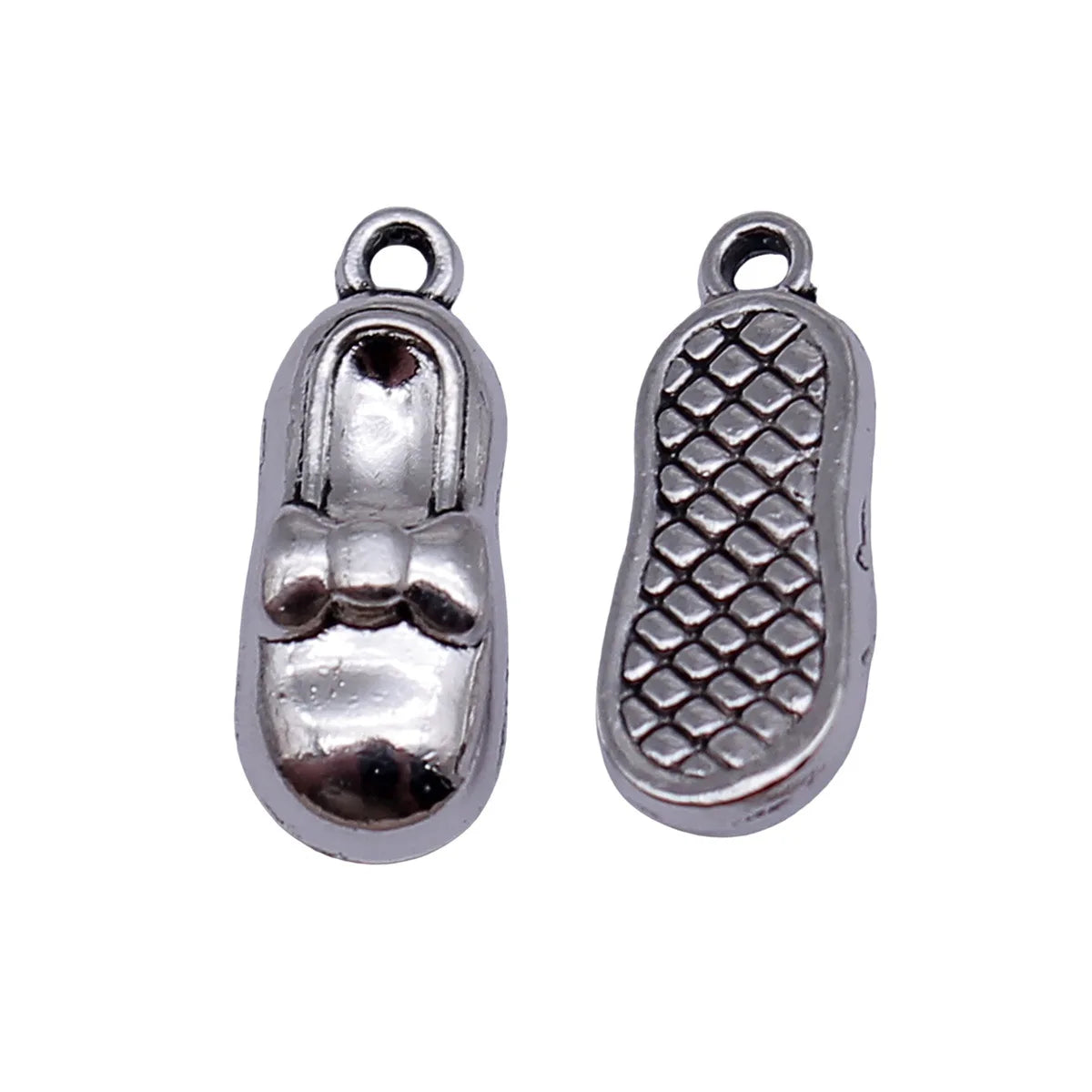 16x6.4x4.2mm 1.3g Antique Silver Zinc Alloy Bow Flat Shoe Butterfly Charm Pendant for DIY Bracelet Making