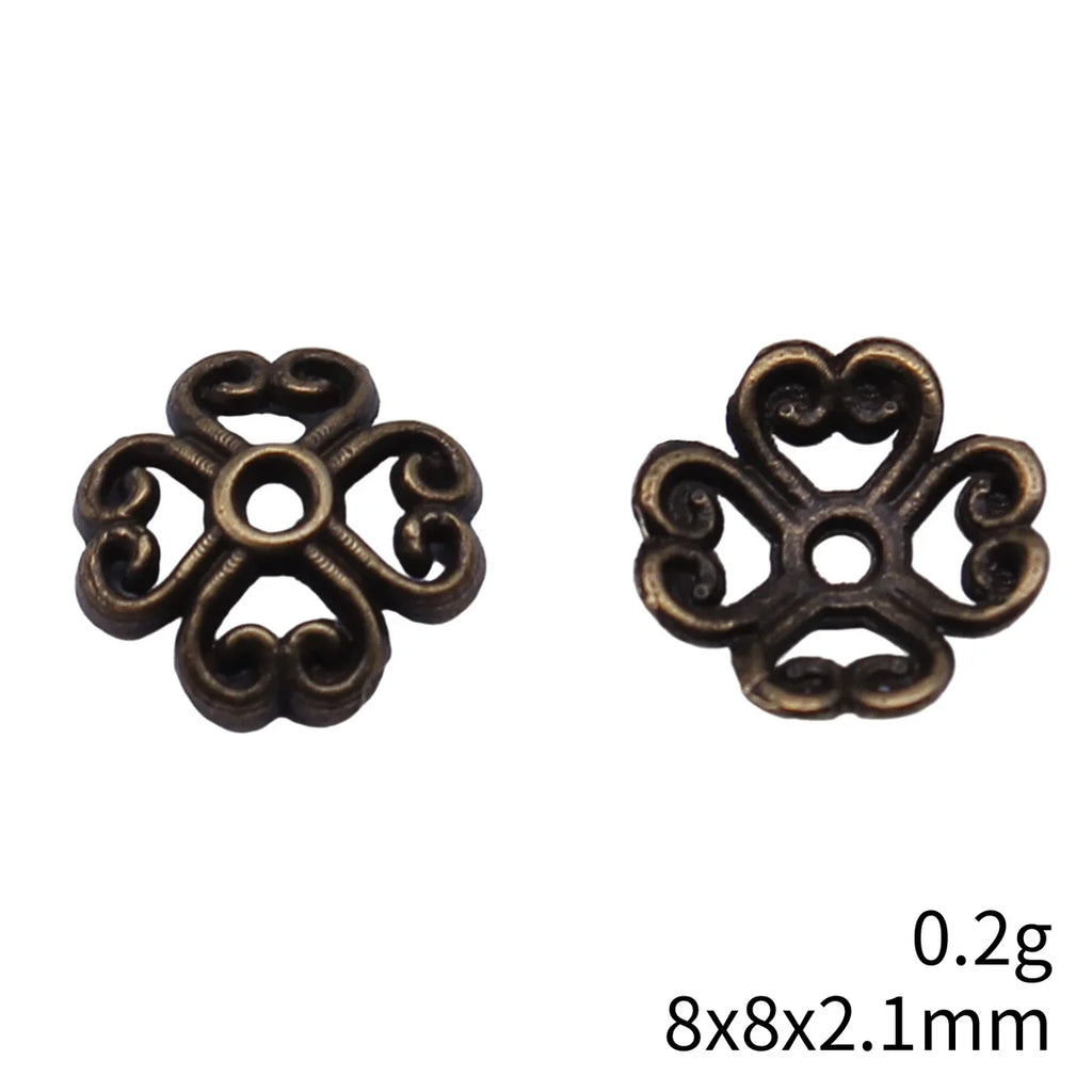 8x8x2.1mm 0.2g Multicolor Zinc Alloy Flower Bead Caps Spacer Findings for DIY Jewelry Making