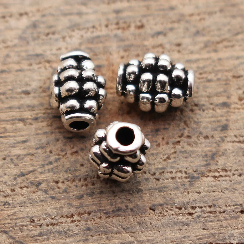 6.8x5x5mm 0.38g Antique Silver Zinc Alloy Raised Dot Spacer Beads for DIY Bracelet Jewelry Making
