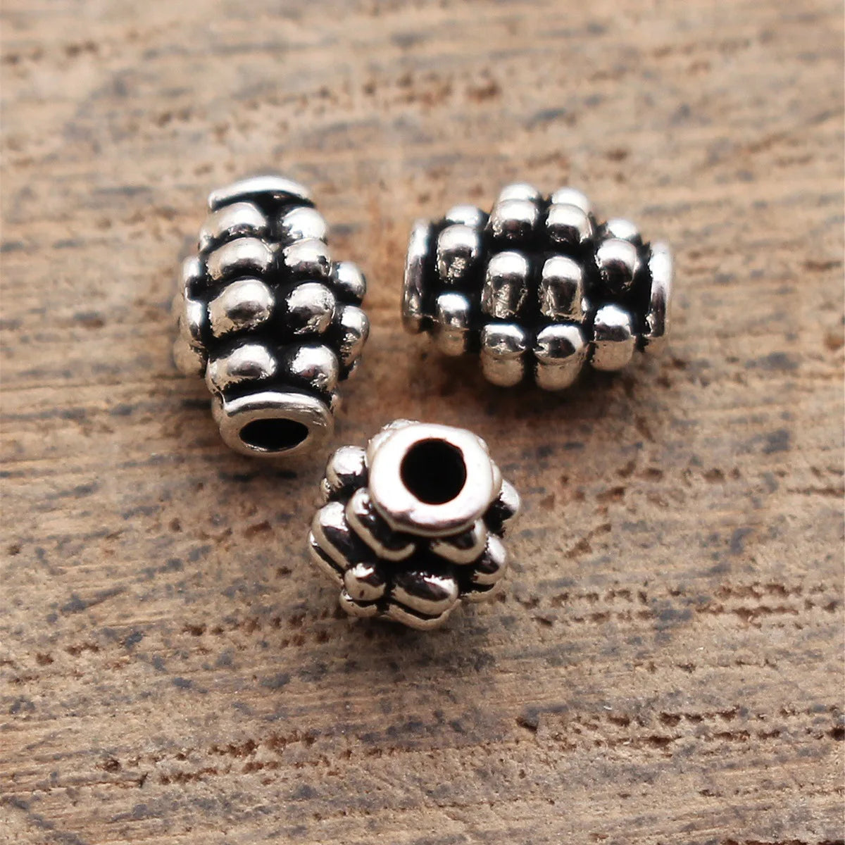 6.8x5x5mm 0.38g Antique Silver Zinc Alloy Raised Dot Spacer Beads for DIY Bracelet Jewelry Making