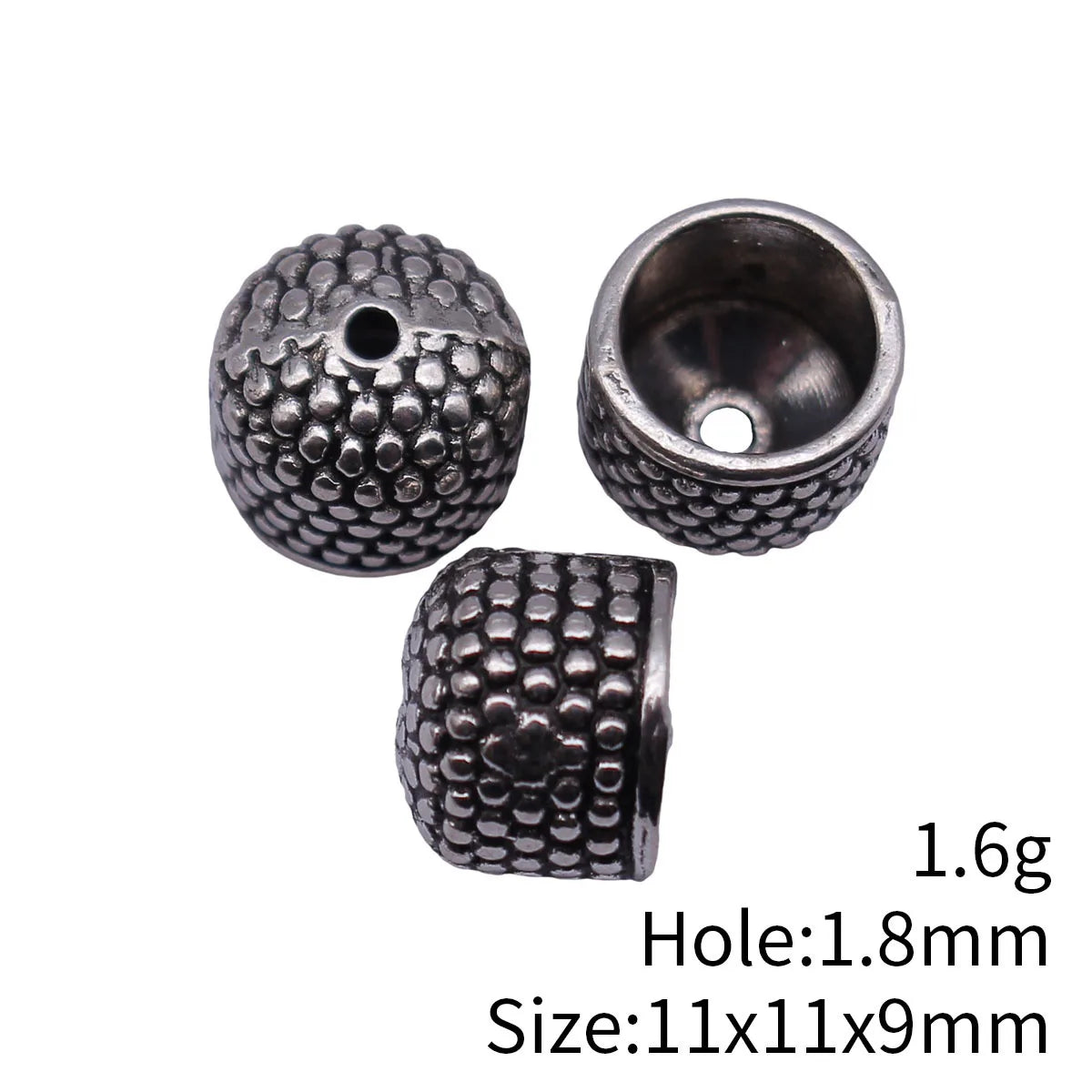 11x11x9mm 1.6g Antique Silver Zinc Alloy Dotted Tassel Cap Jewelry Findings for DIY Earring Making