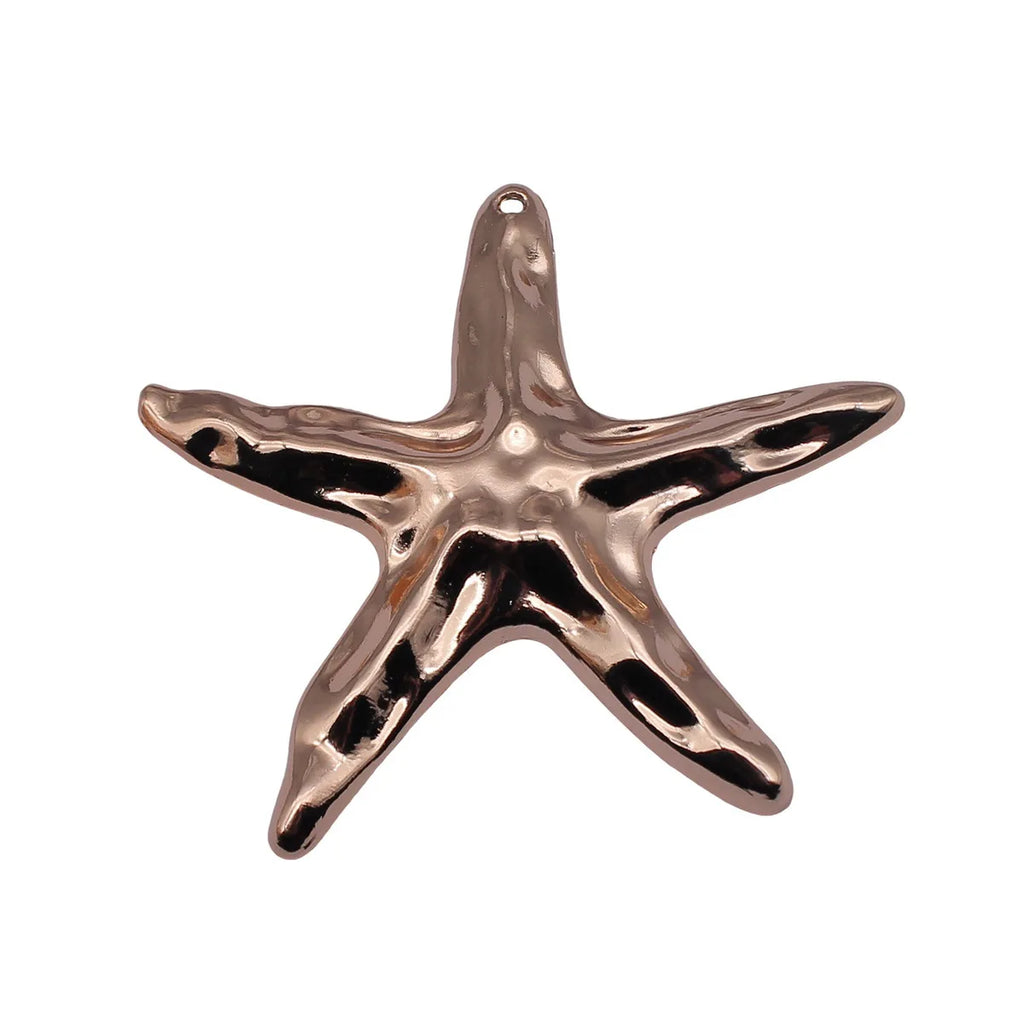 72x70mm 10.7g KC Gold Zinc Alloy Textured Starfish Charm Pendant for Beach Necklace Making