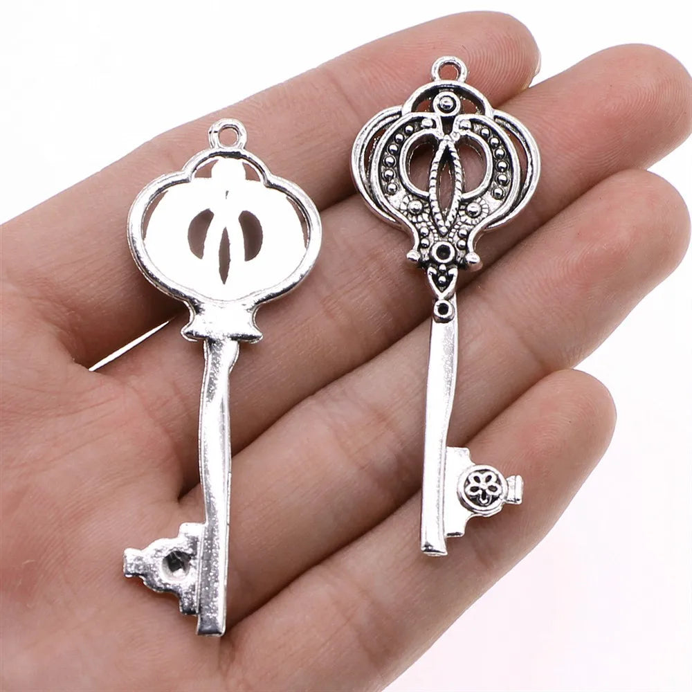 62x23mm 4.5g Antique Silver Zinc Alloy Key Charm Pendant for DIY Necklace Bracelet Jewelry Making