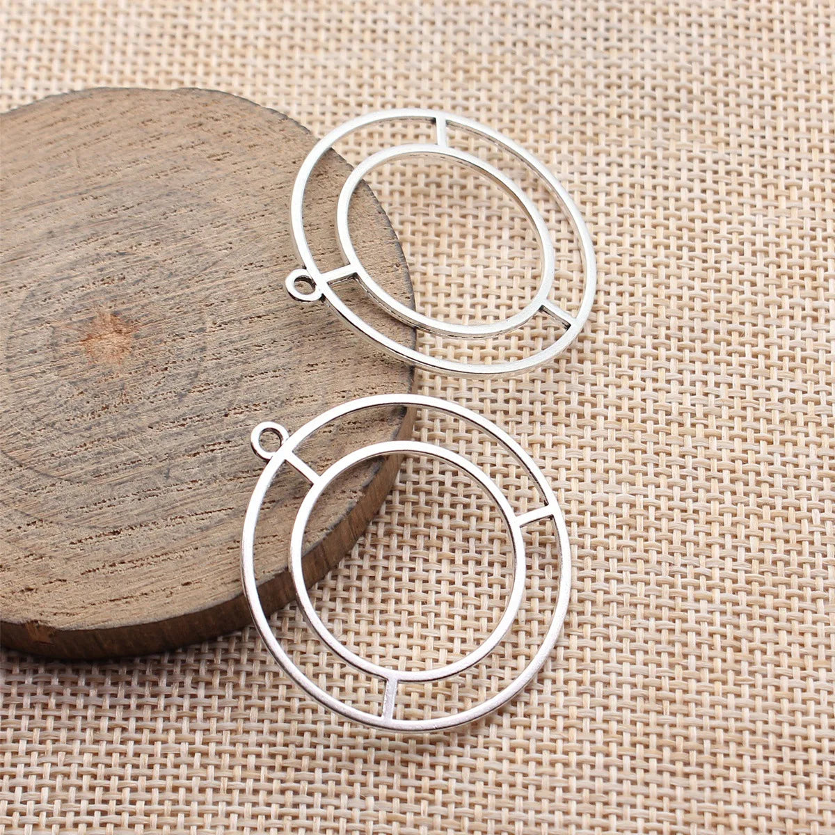 38x35mm 2.1g Multicolor Zinc Alloy Geometric Double Round Ring Charm Pendant for DIY Earrings Necklace