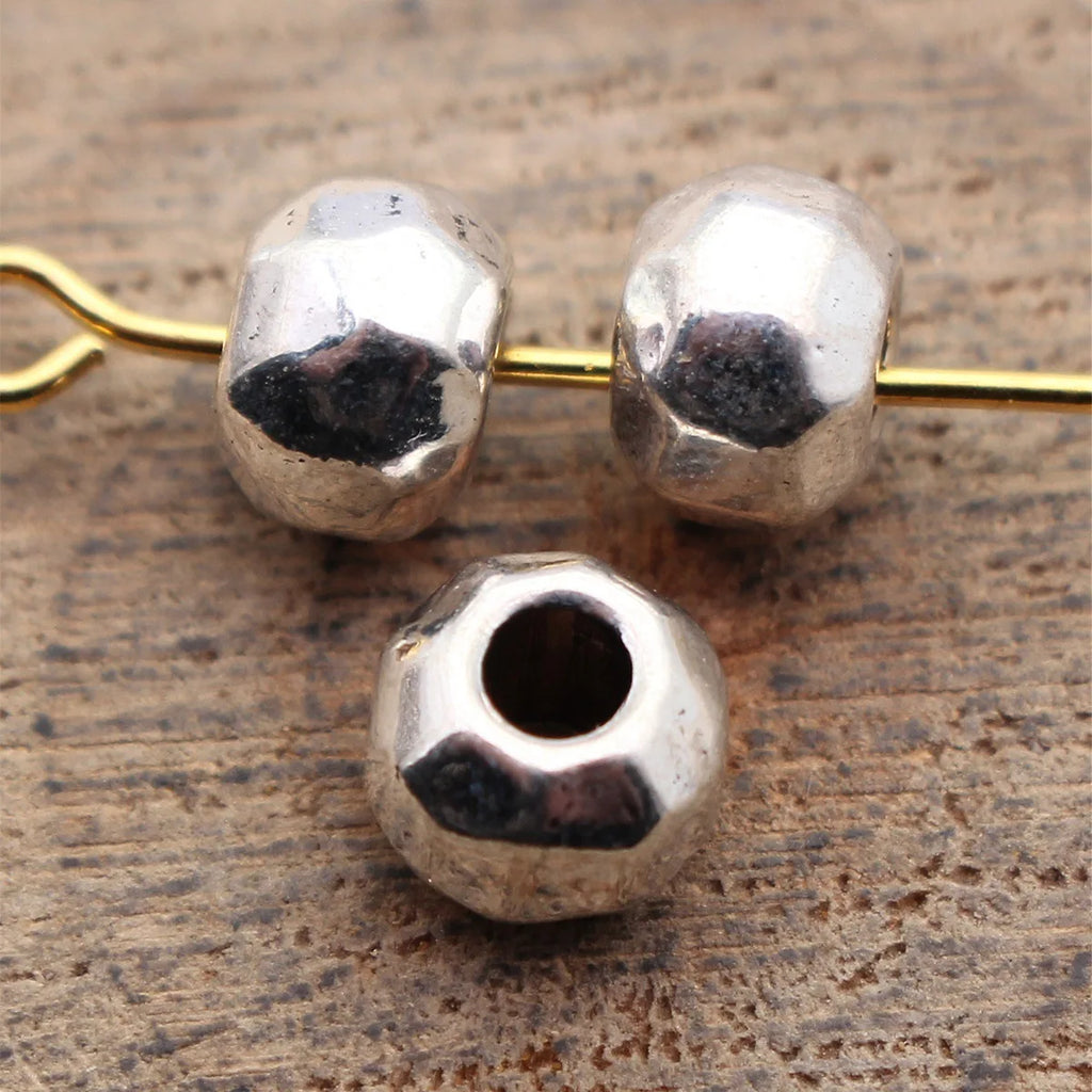 6.6x6.6x5mm 0.7g Antique Silver Zinc Alloy Hammered Loose Metal Spacer Beads for DIY Bracelet Jewelry