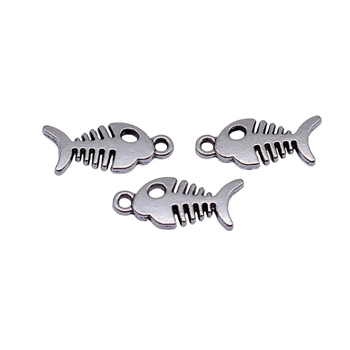 16x7.4mm 0.75g Antique Silver Zinc Alloy Fishbone Fish Charm Pendant for DIY Necklace and Bracelet Making