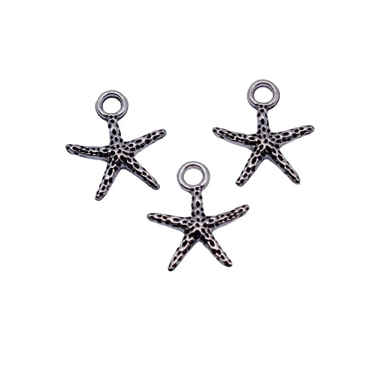 14x12mm 0.41g Antique Silver Zinc Alloy Dotted Starfish Charm Pendant for DIY Beach Jewelry Making