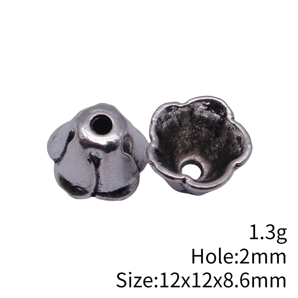 12x12x8.6mm 1.3g Antique Silver Zinc Alloy Flower Tassel Cap Jewelry Findings for DIY Necklace Earrings