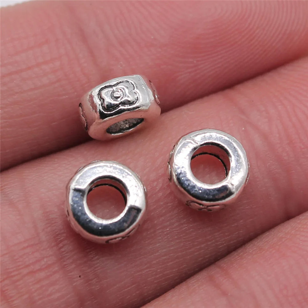 8x8x4mm 0.8g Antique Silver Zinc Alloy Carved Spacer Beads for DIY Bracelet Necklace Jewelry Making