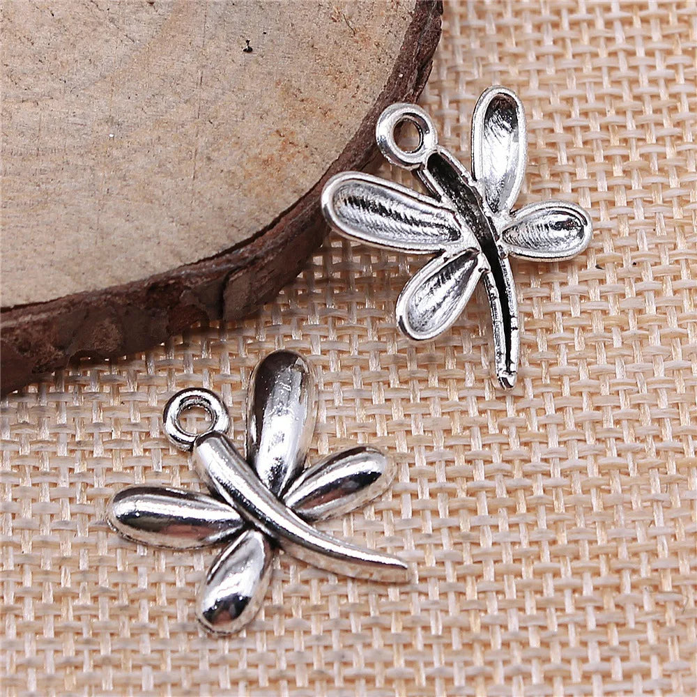 22x18mm 1.5g Antique Silver Zinc Alloy Dragonfly Charm Pendant for DIY Necklace Bracelet Making