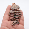 103x55mm 22.2g Multicolor Zinc Alloy Fishbone Fish Charm Pendant for DIY Necklace Jewelry Accessories