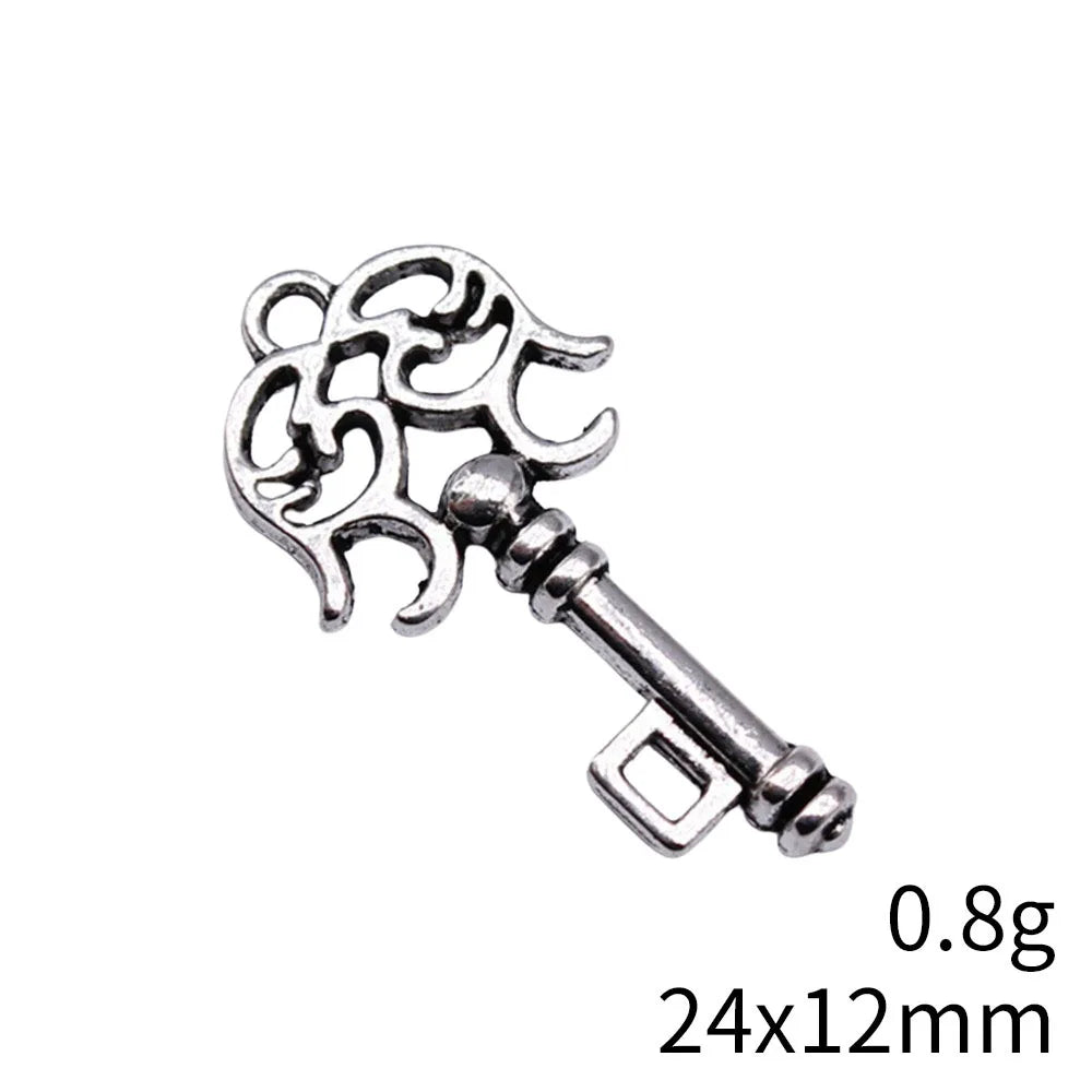 24x12mm 0.8g Multicolor Zinc Alloy Key Charm Pendant for DIY Necklace Bracelet Jewelry Accessories