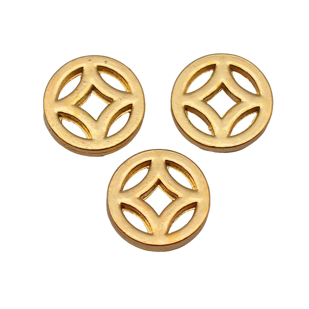 9.1x9.1x1.6mm 0.5g Bright Gold Tone Zinc Alloy Chinese Coin Symbol Charm Pendant for DIY Jewelry Making