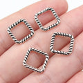 12x12mm 0.35g Antique Silver Zinc Alloy Twisted Square Ring Charm Pendant for DIY Jewelry Making