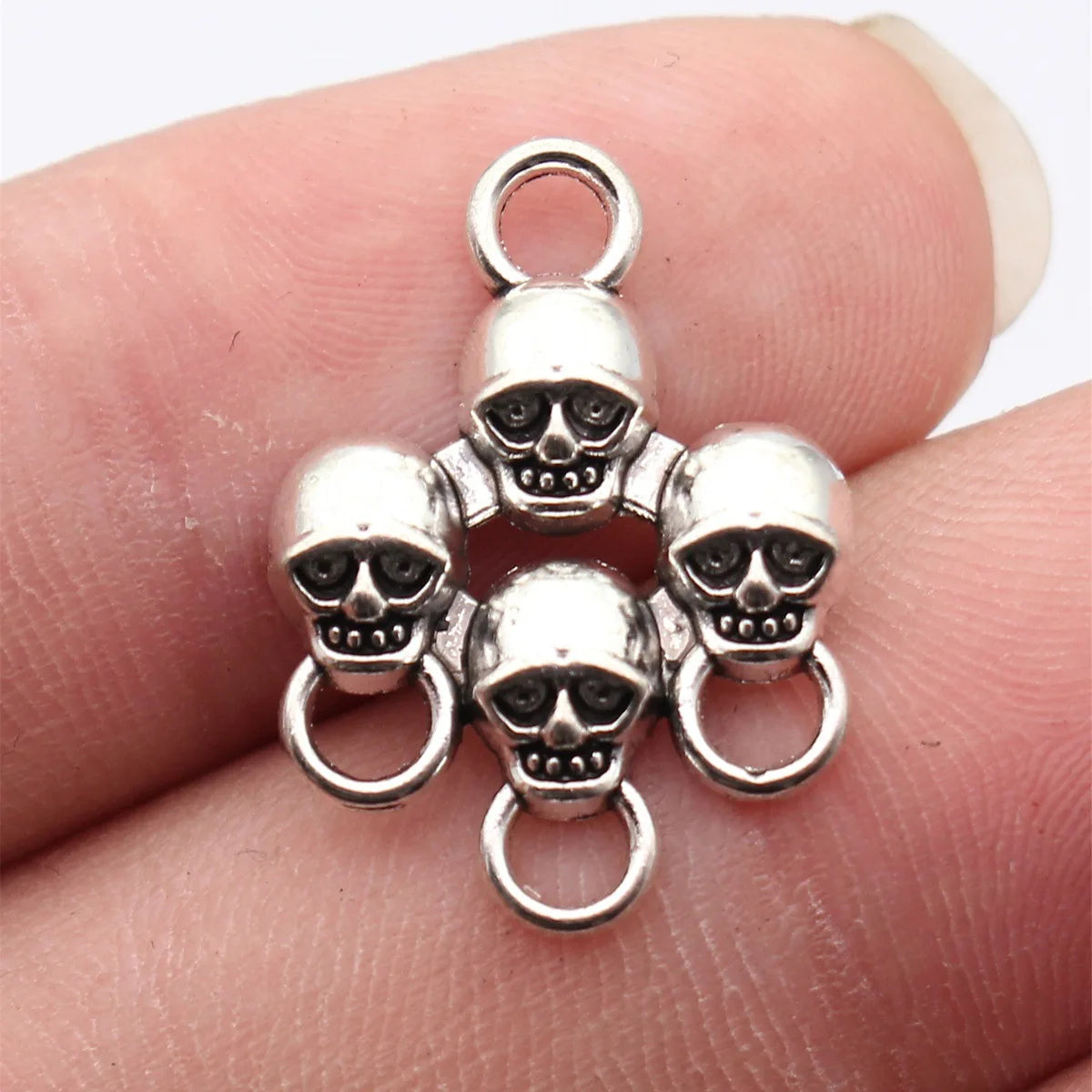 23x17mm 1.6g Antique Silver Zinc Alloy Skull Connector Charm for DIY Bracelet Jewelry Making