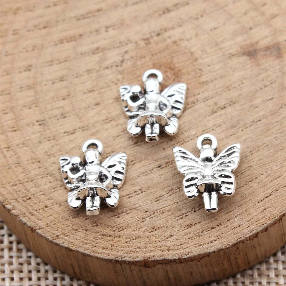 14x11mm 0.99g Antique Silver Zinc Alloy Butterfly Angel Charm Pendant for DIY Necklace Bracelet Jewelry