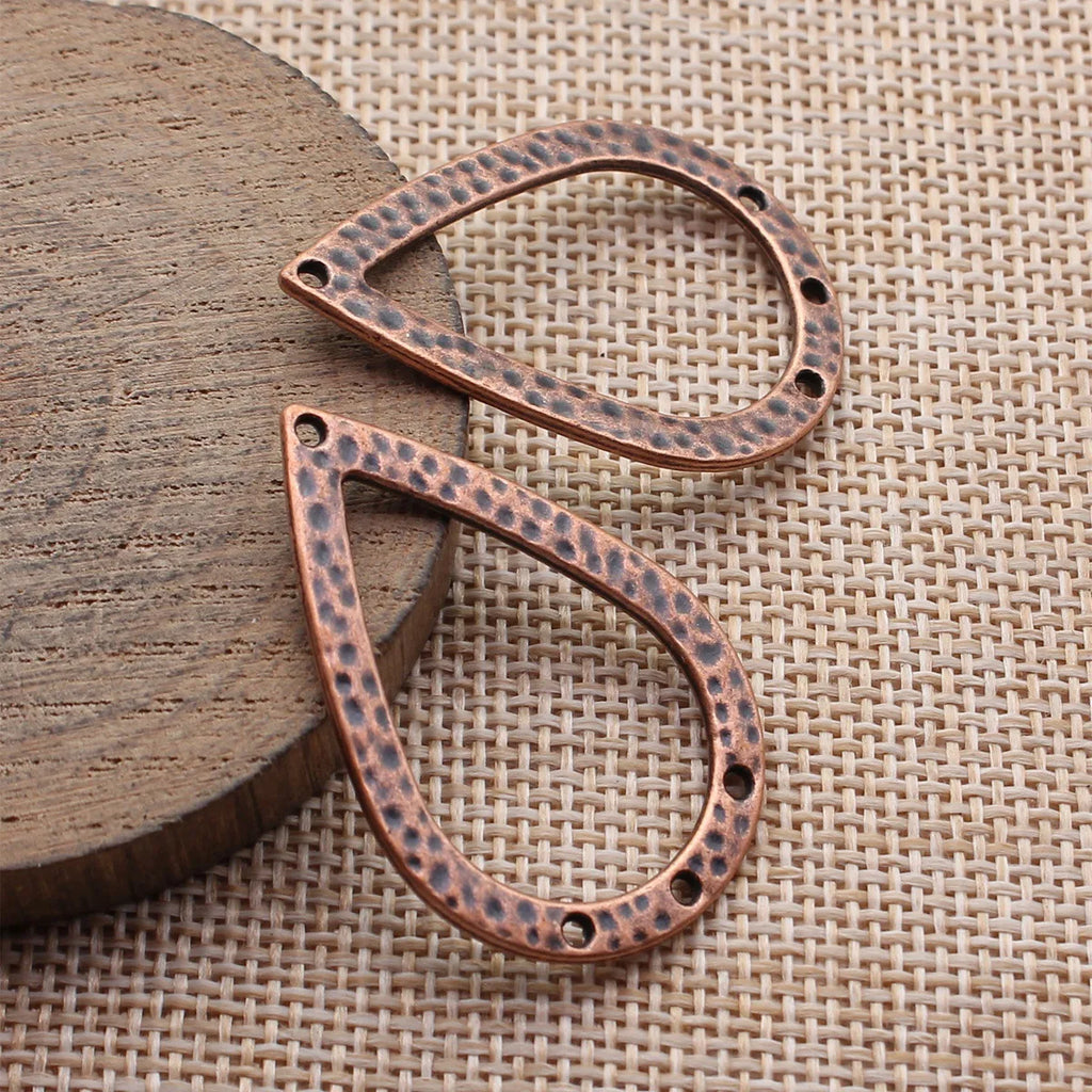 39x27mm 2.9g Multicolor Zinc Alloy Hollow Hammered Teardrop Earring Connector Charms for DIY Earrings