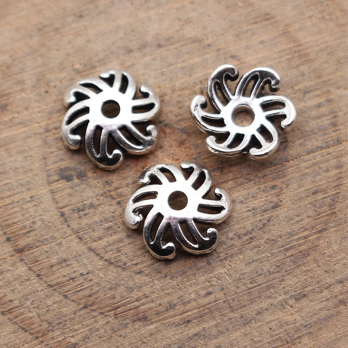 8.5x8.5x2.8mm 0.34g Antique Silver Zinc Alloy Flower Bead Caps for DIY Bracelet Necklace Jewelry Making