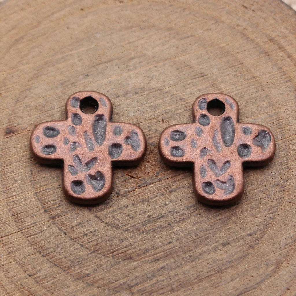 17x16mm 1.8g Multicolor Zinc Alloy Hammered Cross Charm Pendant for DIY Necklace Bracelet Jewelry