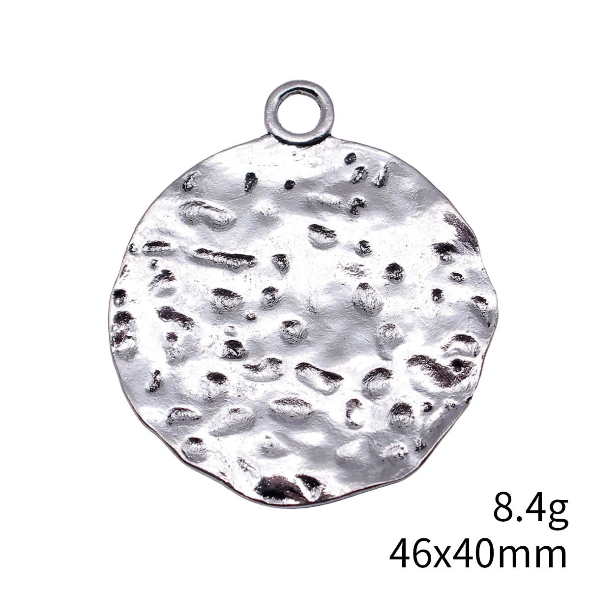46x40mm 8.4g Antique Silver Zinc Alloy Hammered Wavy Round Disc Charm Pendant for DIY Jewelry Making