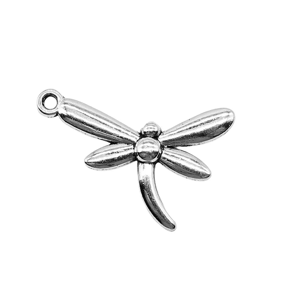 27x31mm 2.1g Antique Silver Zinc Alloy Dragonfly Charm Pendant for DIY Necklace Bracelet Making