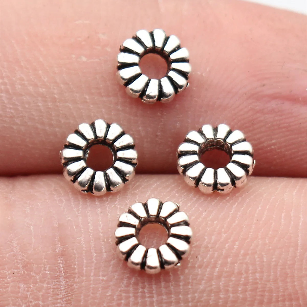 6.8x6.8x1.8mm 0.26g Multicolor Zinc Alloy Round Spacer Beads for DIY Bracelet Necklace Jewelry Making