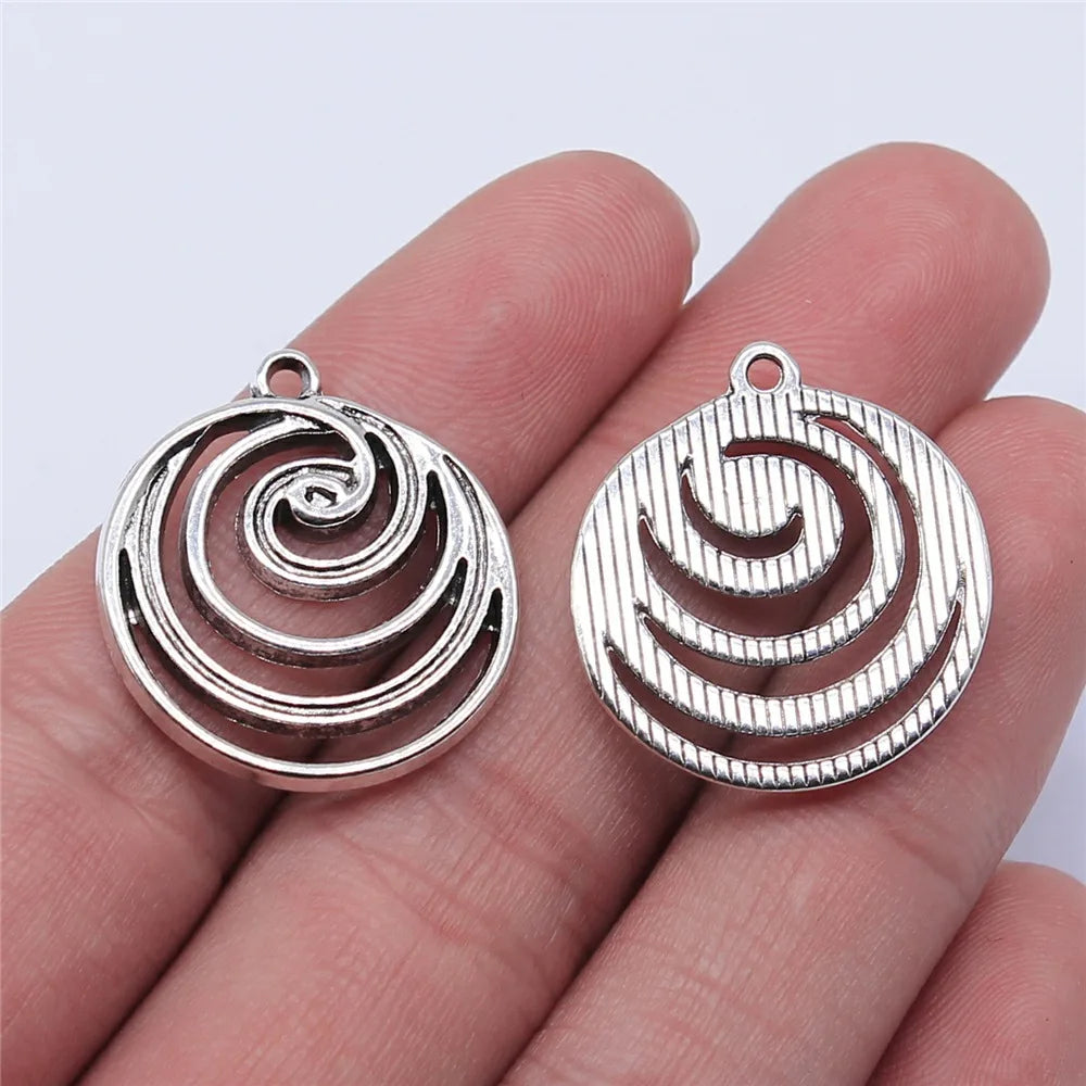 23x22mm 3.1g Antique Silver Zinc Alloy Swirl Charm Pendant for DIY Necklace Bracelet Jewelry Making