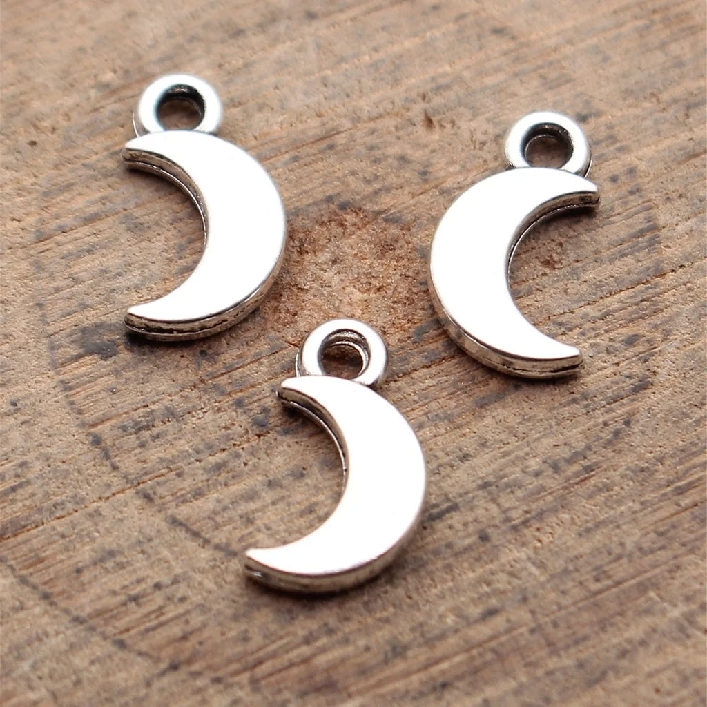 9.9x5.6mm 0.22g Multicolor Zinc Alloy Moon Charm Pendant for DIY Bracelet Necklace Jewelry Making