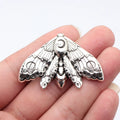 53x39mm 11.5g Antique Silver Zinc Alloy Moth Charm Pendant for DIY Necklace Jewelry Making