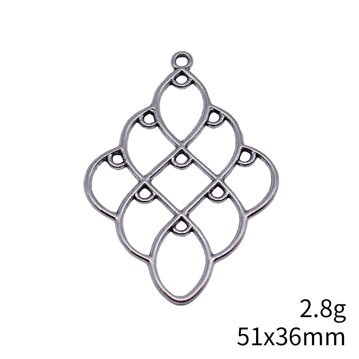 51x36mm 2.8g Antique Silver Zinc Alloy Geometric Hollow Diamond Connector Charm for DIY Earrings