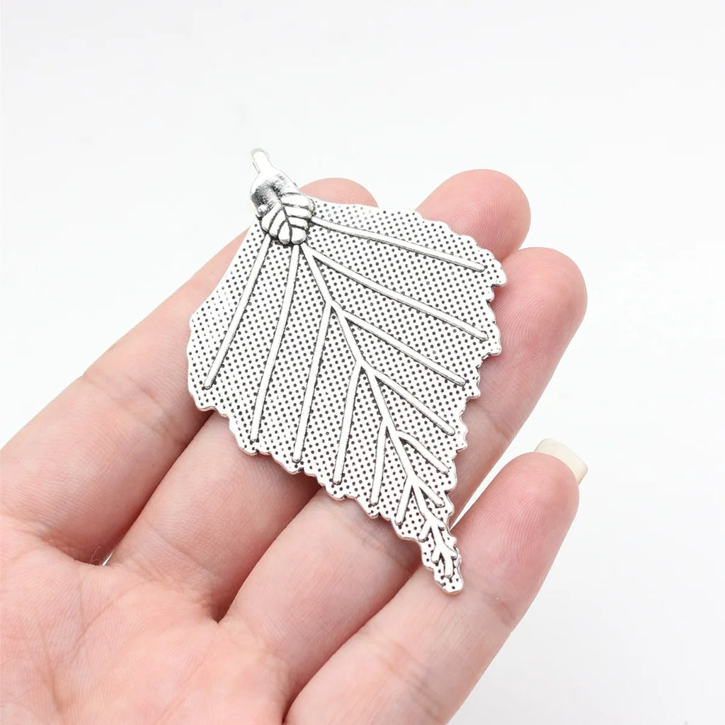 70x44mm 12.9g Antique Silver Zinc Alloy Large Tree Leaf Charm Pendant for DIY Necklace Jewelry Making