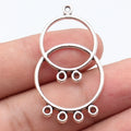 44x25mm 3.1g Antique Silver Zinc Alloy Layered Openwork Circle Ring Hollow Earring Connector Charm for DIY Earrings