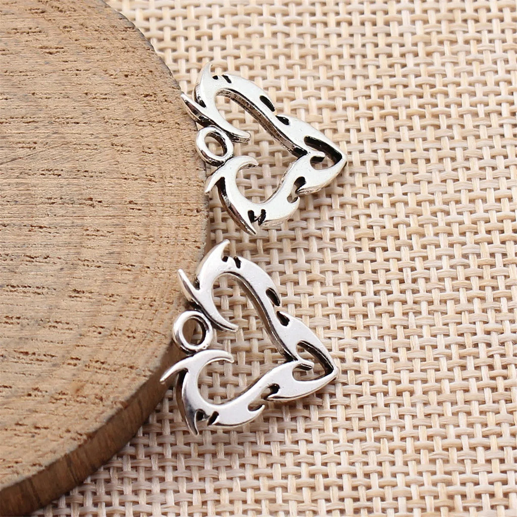 20x20mm 1.3g Antique Silver Zinc Alloy Heart Charm Pendant for DIY Necklace and Bracelet Making