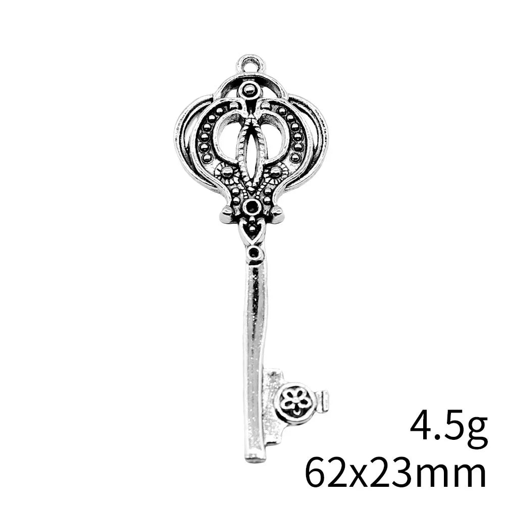 62x23mm 4.5g Antique Silver Zinc Alloy Key Charm Pendant for DIY Necklace Bracelet Jewelry Making